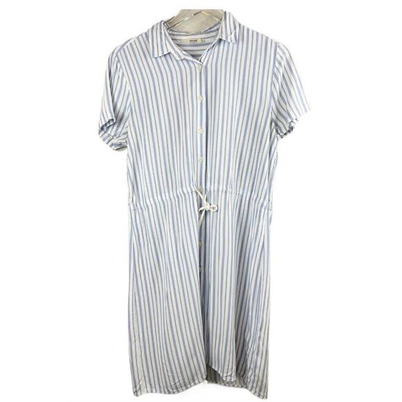 Colin's Blue & White Stripe Button Down Shirt Dress Waist Tie Size L - Picture 1 of 5